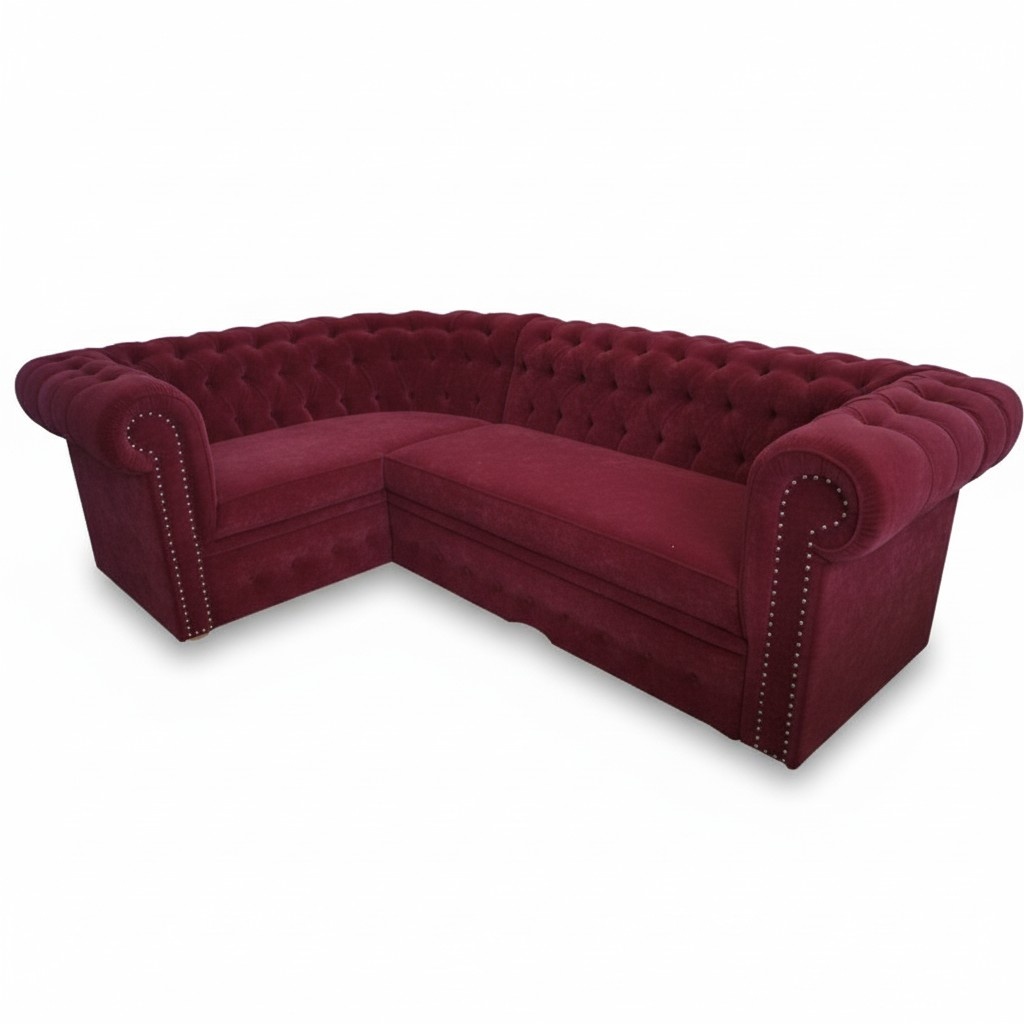 Ecksofa Chesterfield Polster Sofa Eckgarnitur Samt Polster Sitze Ecke Sofas