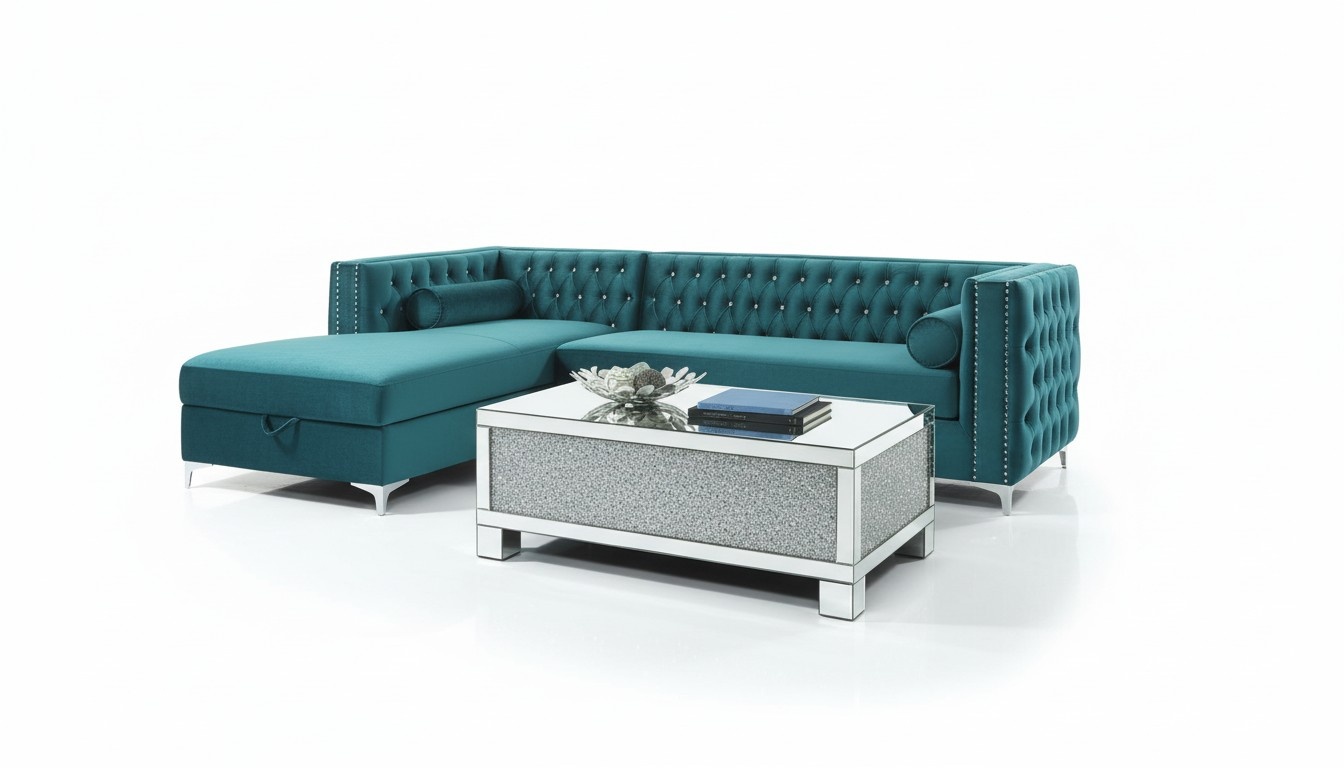 Ecksofa Chesterfield Textil Samt Polster Sofa Couch Sitz Eck Garnitur