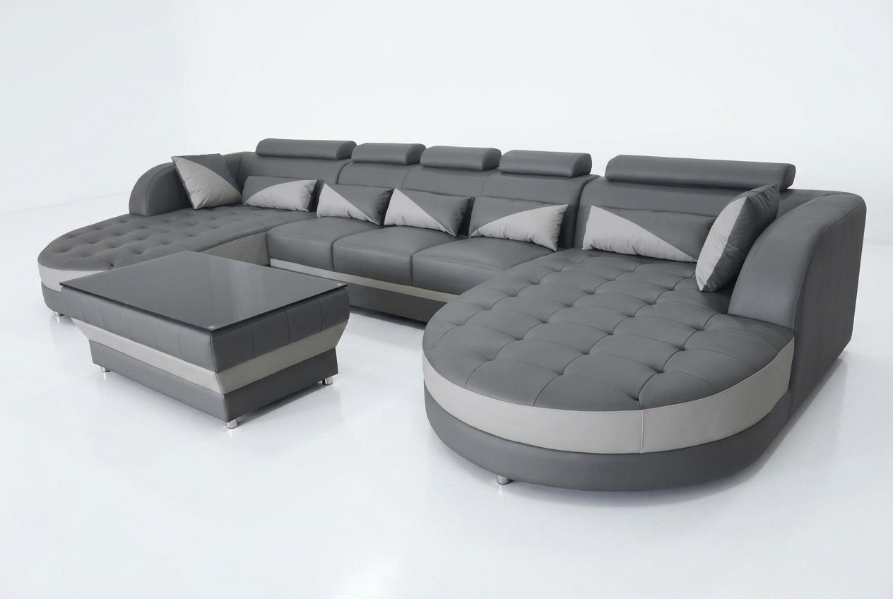 Ecksofa Design Eckgarnitur Eckcouch Sofa Couch Polster Wohnlandschaft Tisch USB