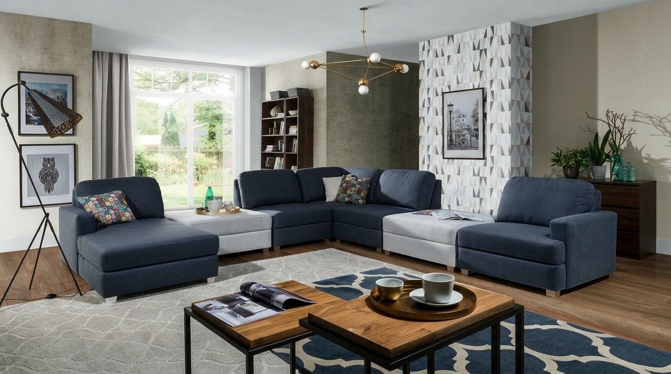 Ecksofa Elemente Sitzplatz Couch Polster Frei Stellbar Sofa Couchen Polster