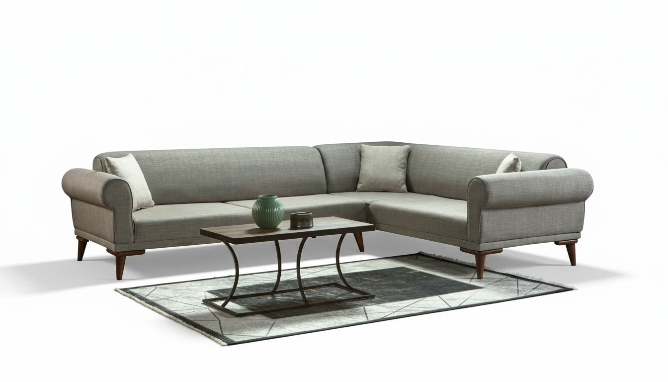 Ecksofa L-Form Couch Polsterung Luxus Wohnzimmer Soft Style Sofa Grau