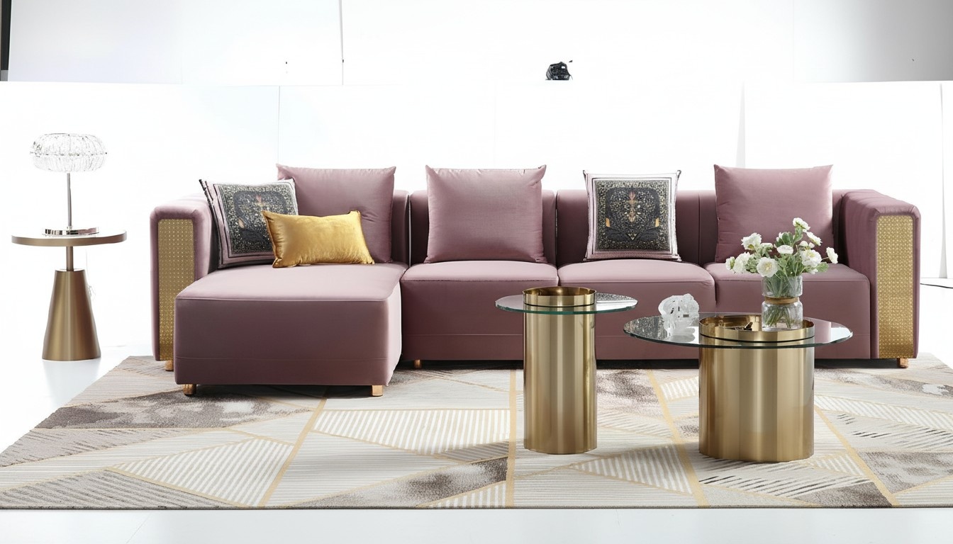 Ecksofa L-Form Couchtisch Polster Ecke Wohnzimmer Luxus Möbel Sofa Couch 3tlg