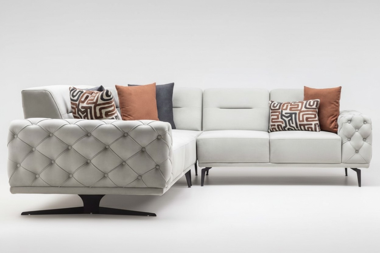 Ecksofa L form Polstersofa Stoffsofa Couch Grau Sofa Moderne Stoff