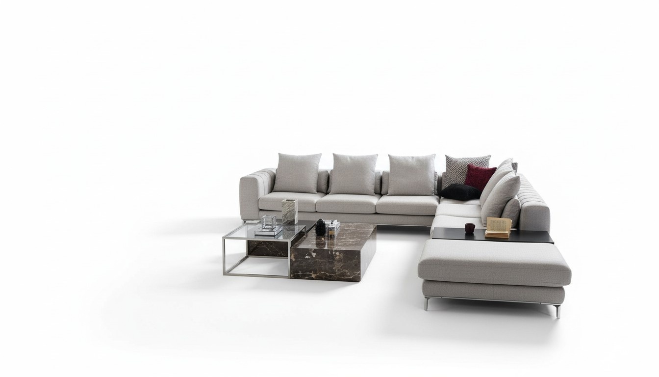 Ecksofa L Form Sofa TV Ständer Design Couchen Polster Textil 2tlg.