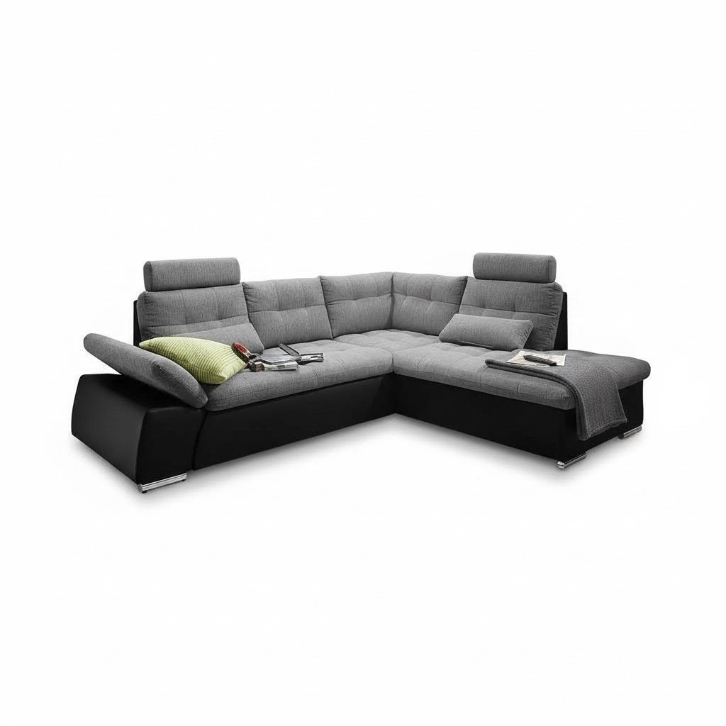 Ecksofa L-Form Sofa Couch Design Polster Modern Leder Textil Bettfunktion