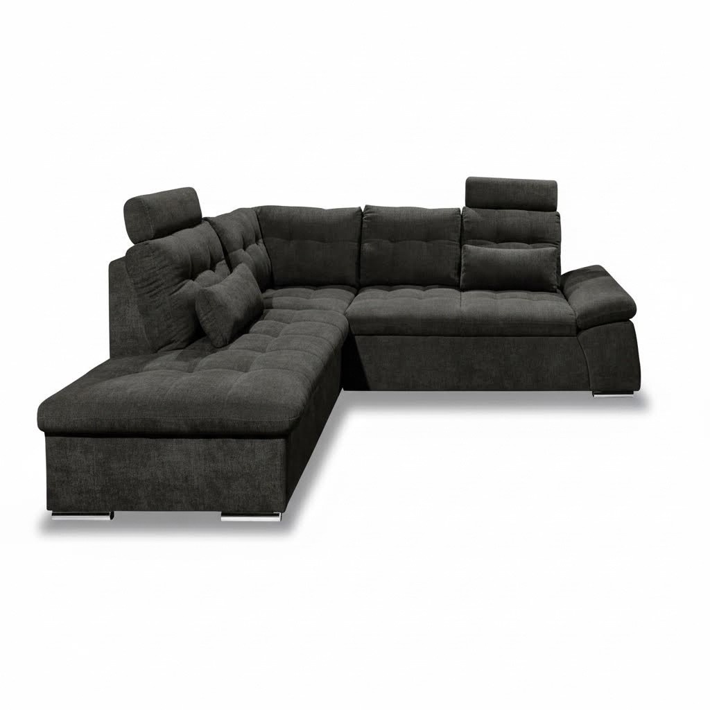 Ecksofa L-Form Sofa Couch Design Polster Modern Textil Bettfunktion Stoff