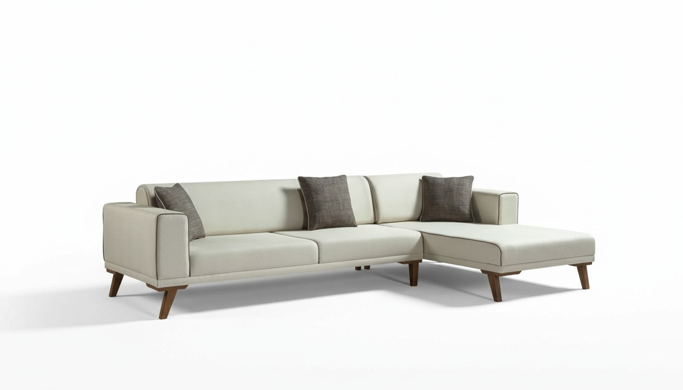 Ecksofa L-Form Sofas Couches Ecke Couch Polstermöbel Textil Weiß