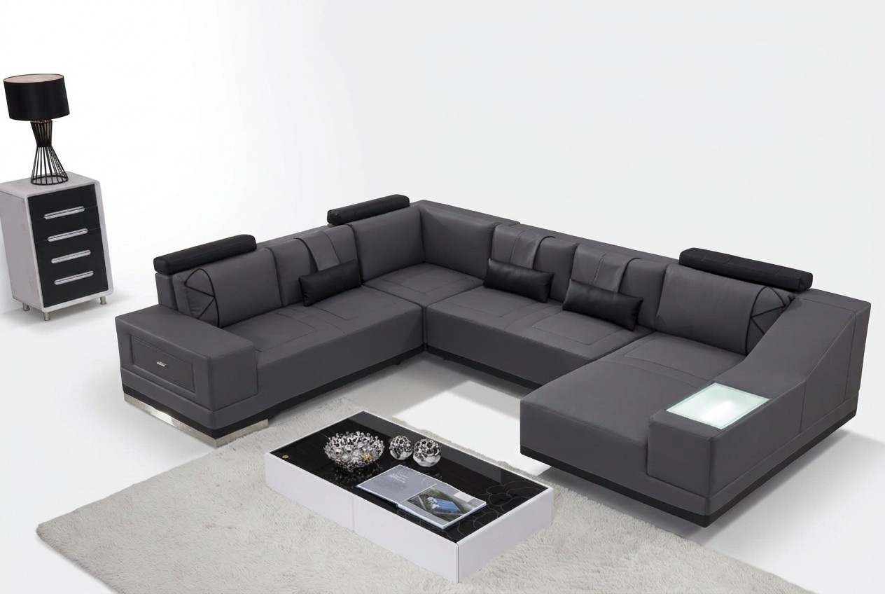 Ecksofa Ledersofa Big XXL U Form Wohnlandschaft Sofa Couch Garnitur