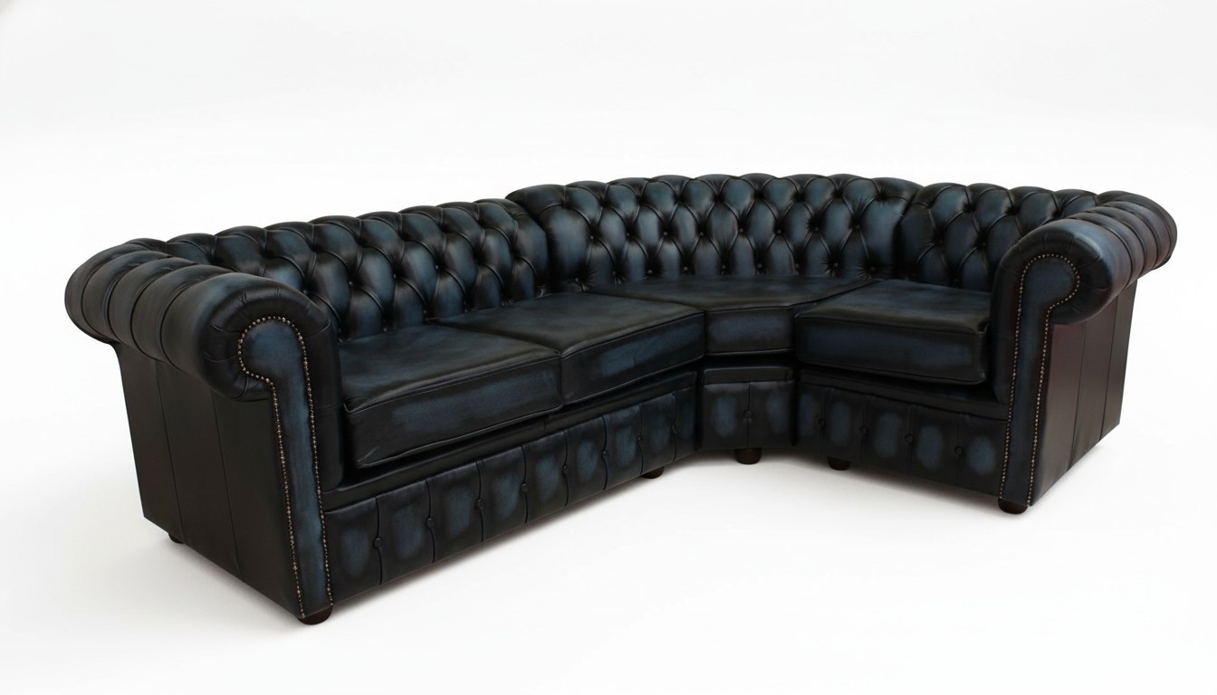 Ecksofa Ledersofa Polster Eck Couch Garnitur Sitz Schwarz Design