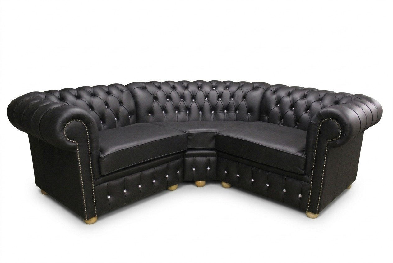 Ecksofa Ledersofa Schwarz Polster Eck Couch Garnitur Sitz Design
