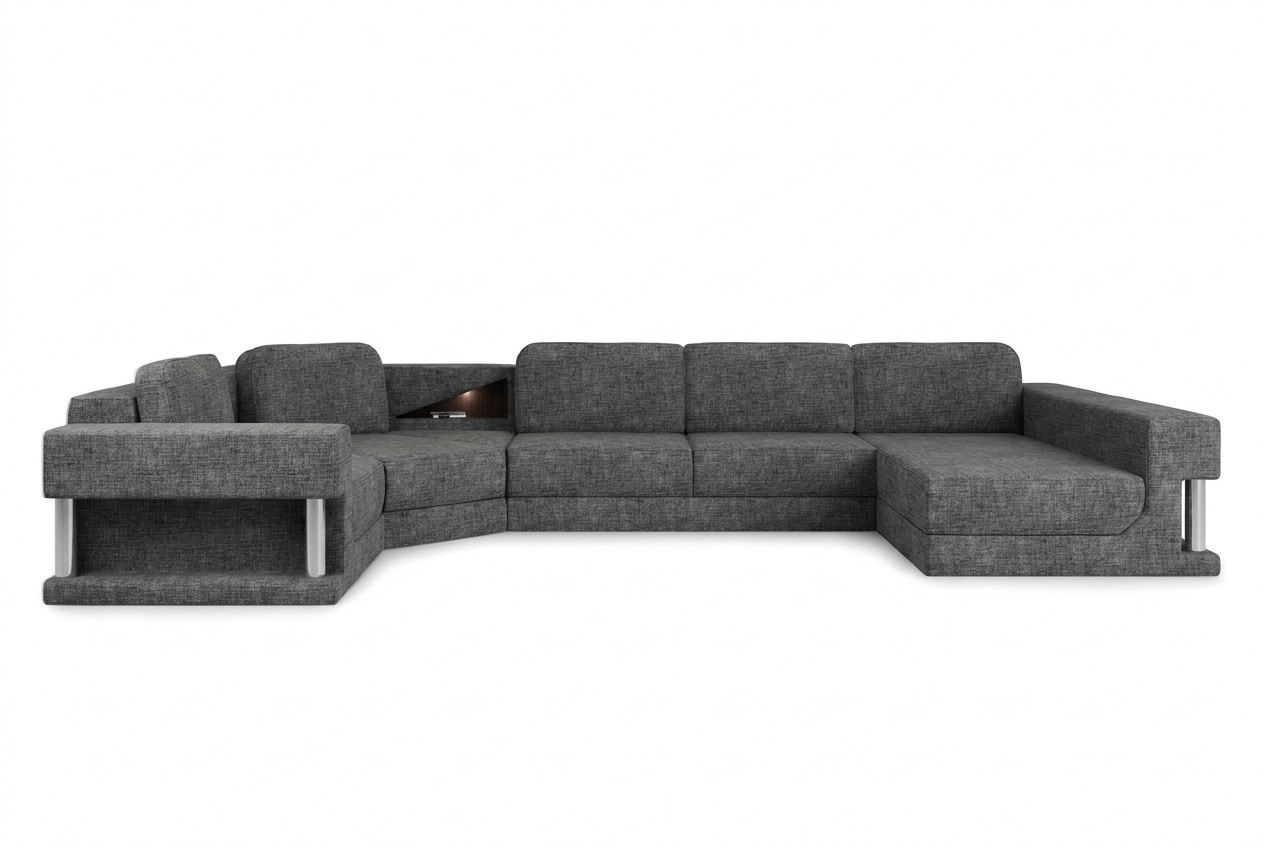 Ecksofa mit USB Polster Textill Design Sofa Garnitur Wohnlandschaft Parlament