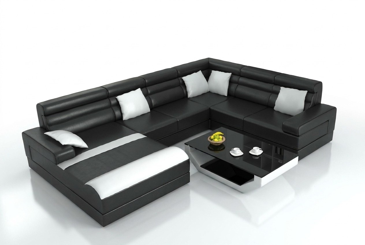 Ecksofa mit USB Wohnlandschaft XXL Big Couch Polster Garnitur Eck Couchen UForm