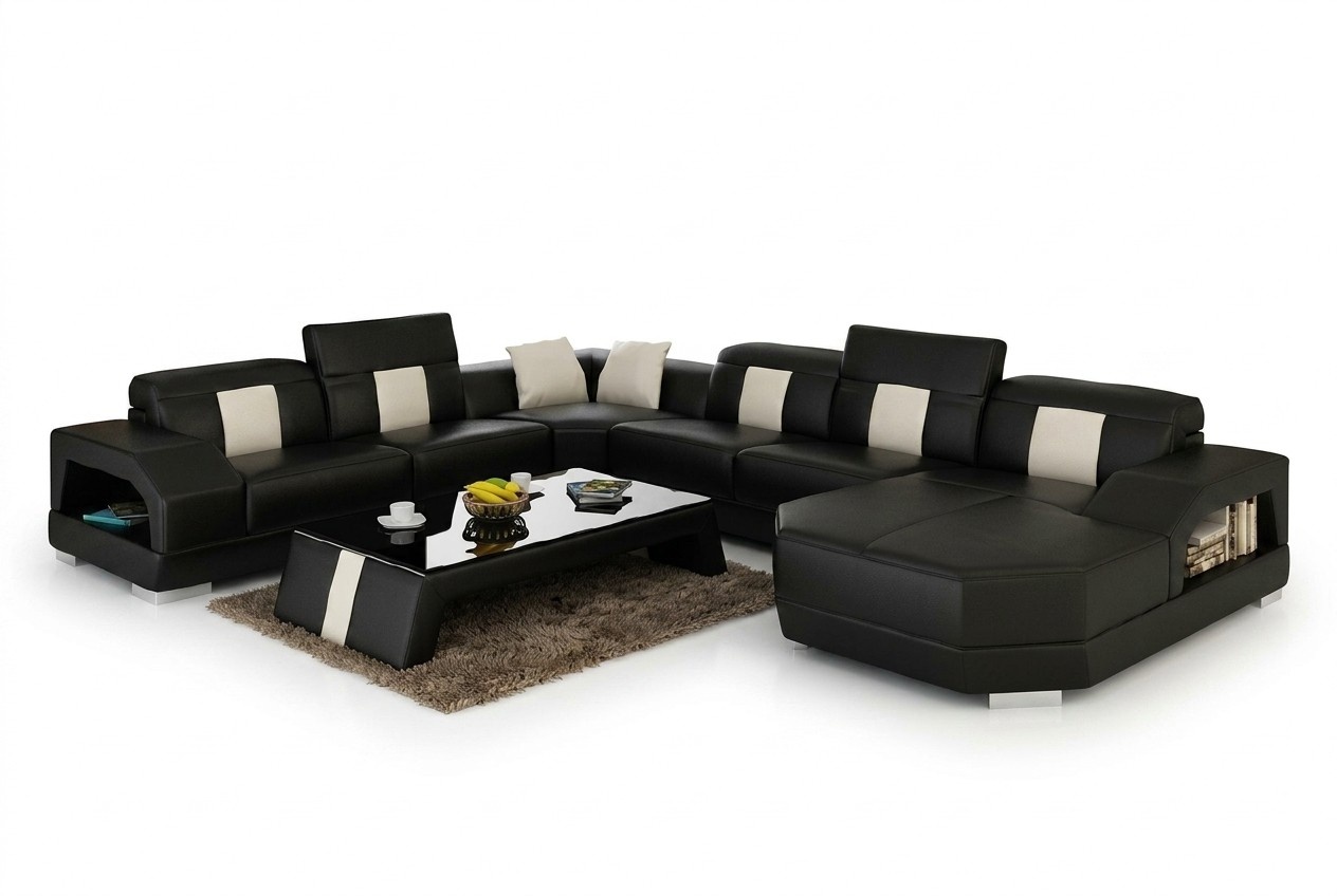 Ecksofa Polster Designer Sofa Couch Modernde Sofas U Form Leder +USB Eckgarnitur