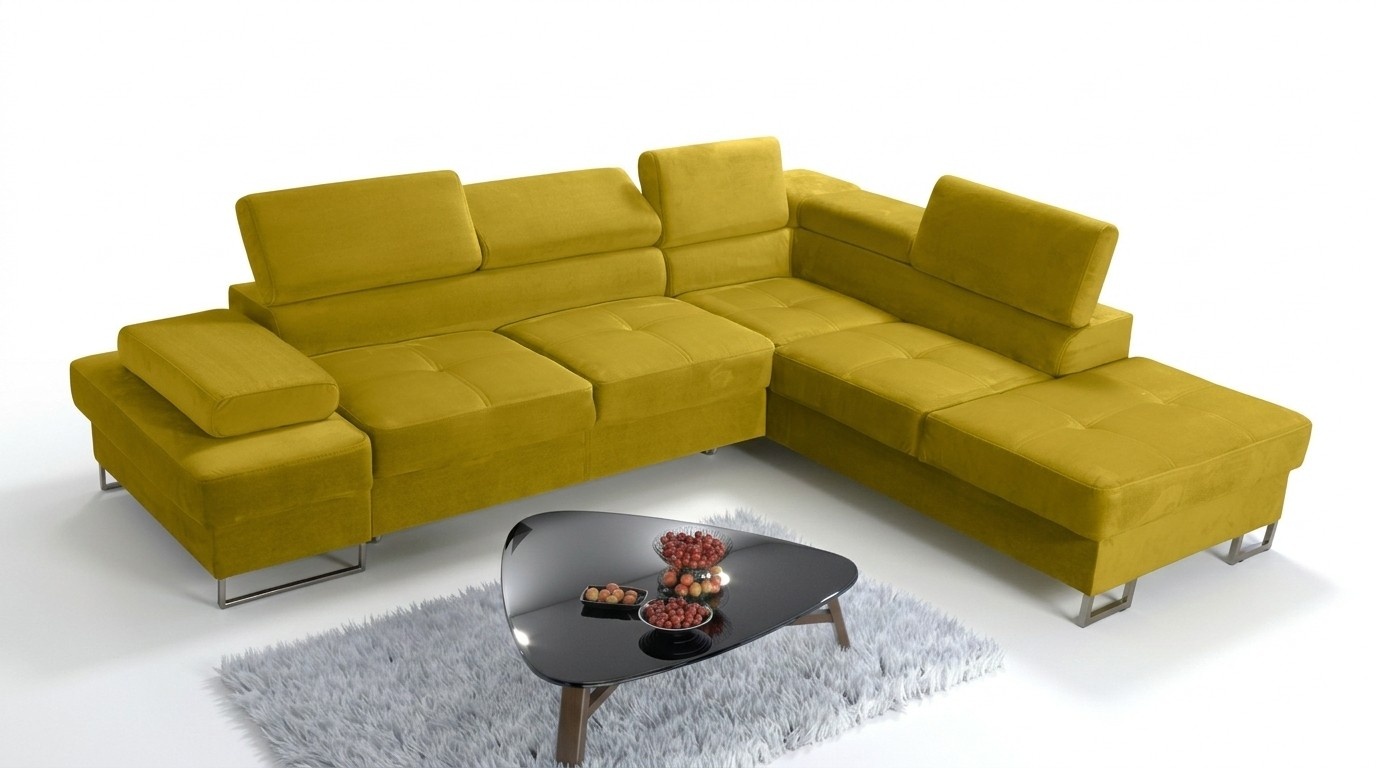 Ecksofa Polsterung Couch Textil Wohnzimmer L-Form Modern Gelb Design Sofas Neu