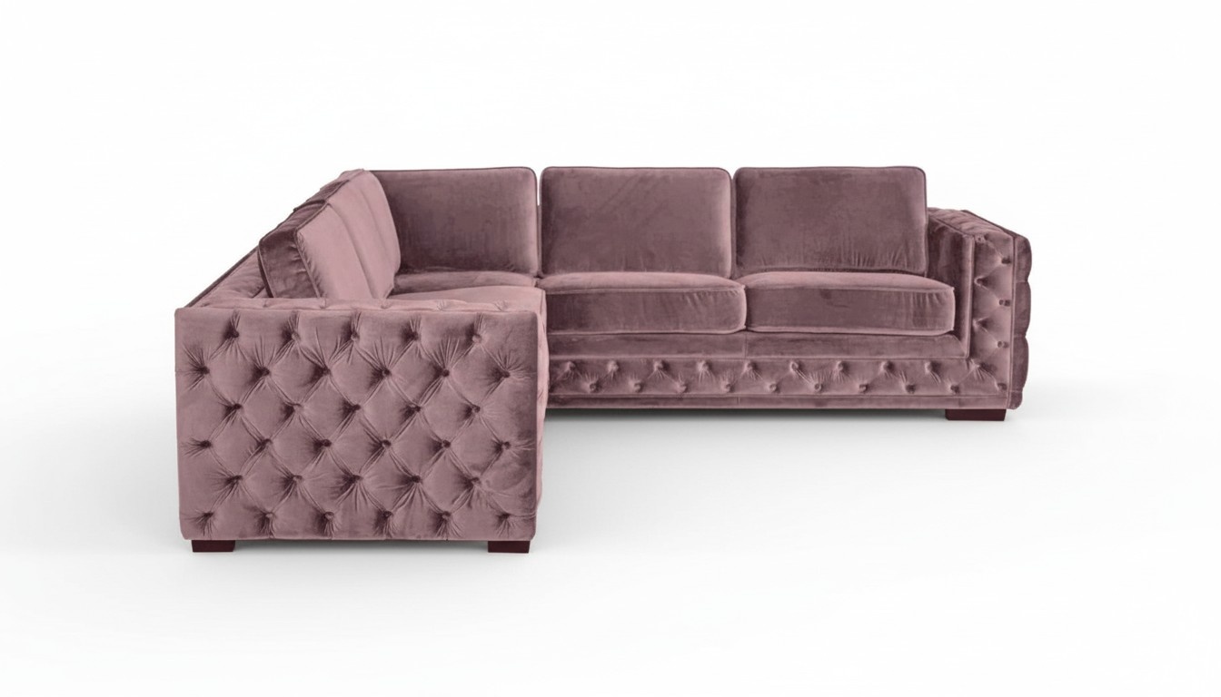 Ecksofa Rosa Samt Wohnlandschaft Couch Eckgarnitur Polster Altrosa Möbel Design