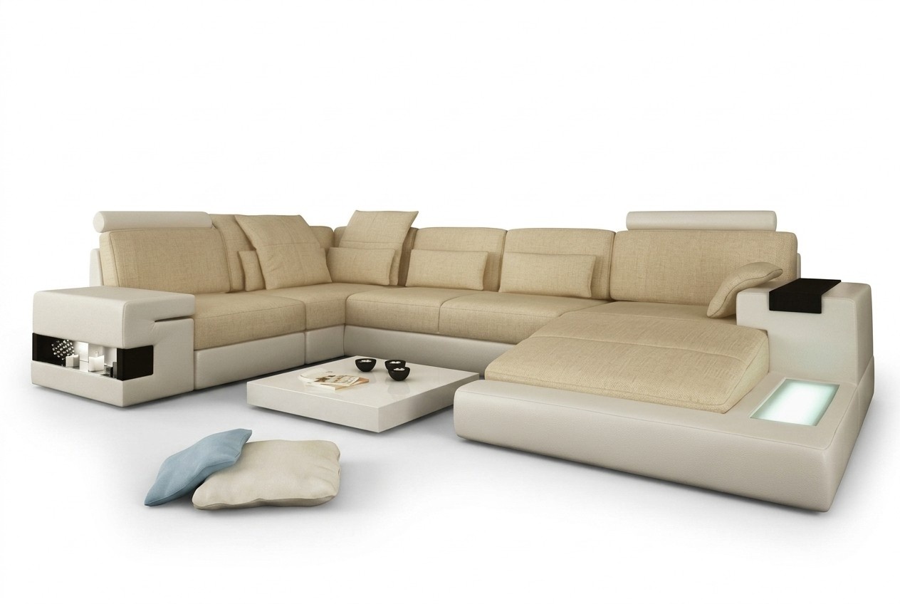 Ecksofa Sofa Couch Polster U Form Wohnlandschaft Bellini Design Couchen XXL Big