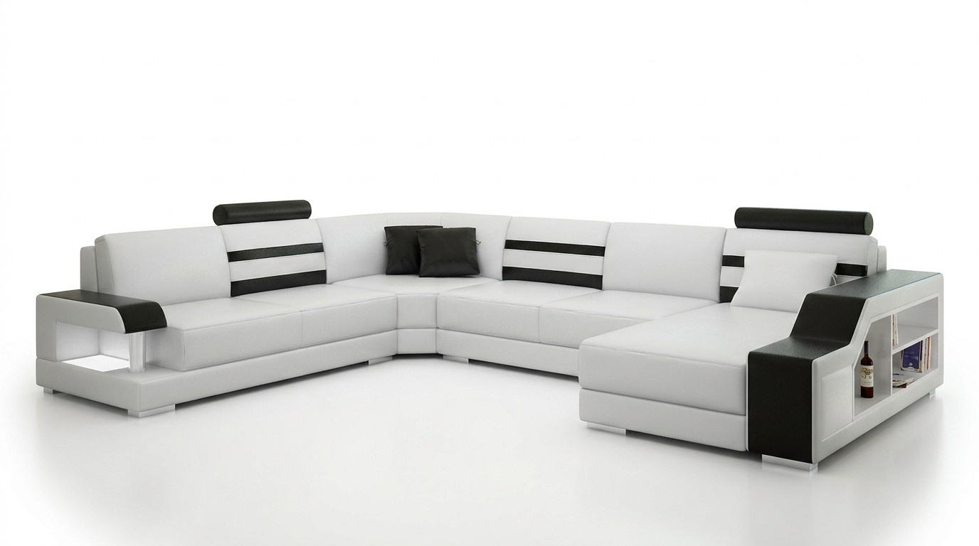 Ecksofa Sofa Couch Polster Eckgarnitur Wohnlandschaft Leder Desing Eck U Form