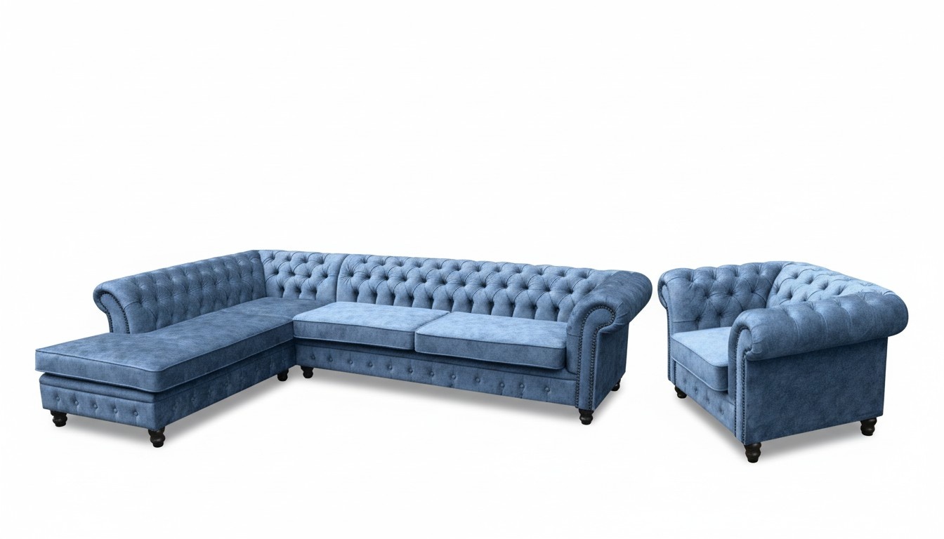 Ecksofa Sofa Couch Polster Chesterfield Design Luxus Möbel Garnitur