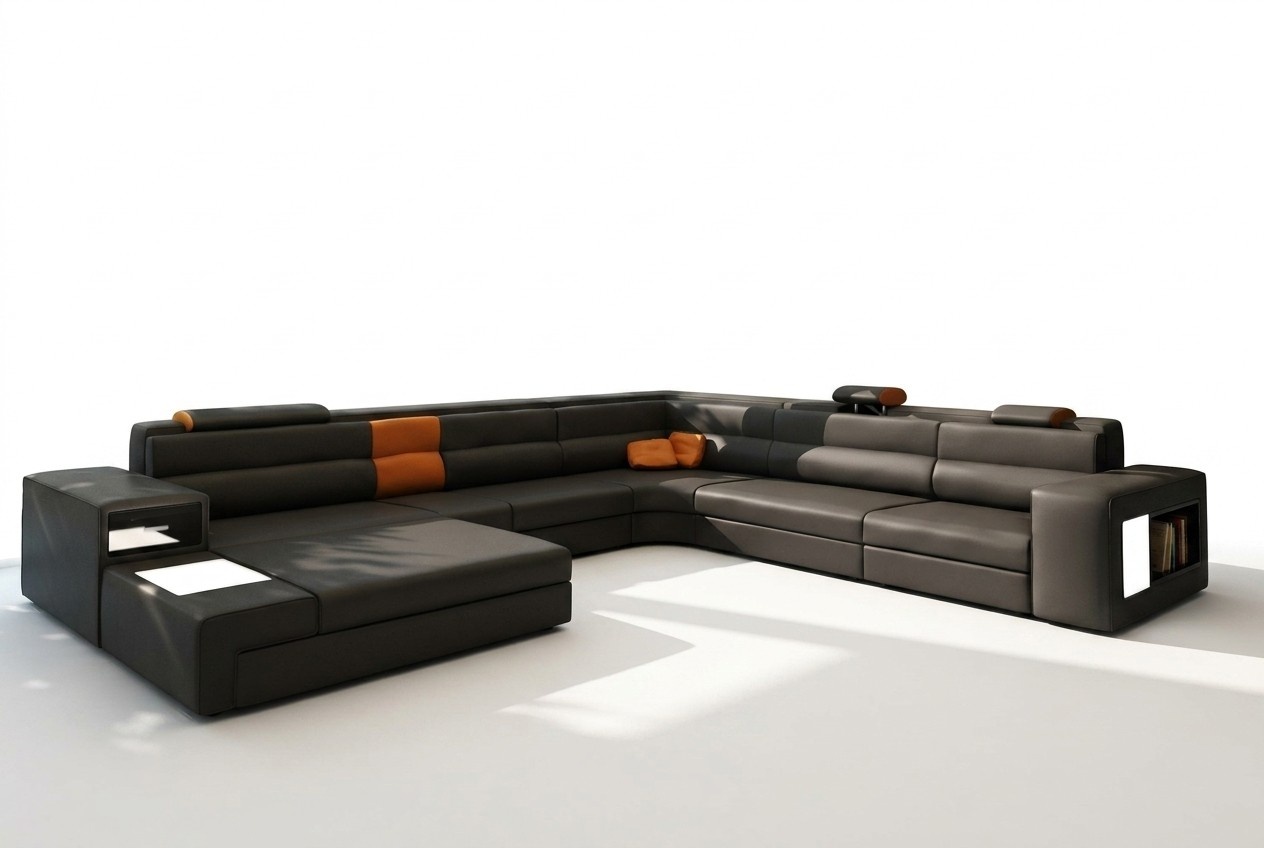 Ecksofa Sofa Couch Polster Garnitur Design Leder Textil Wohnlandschaft