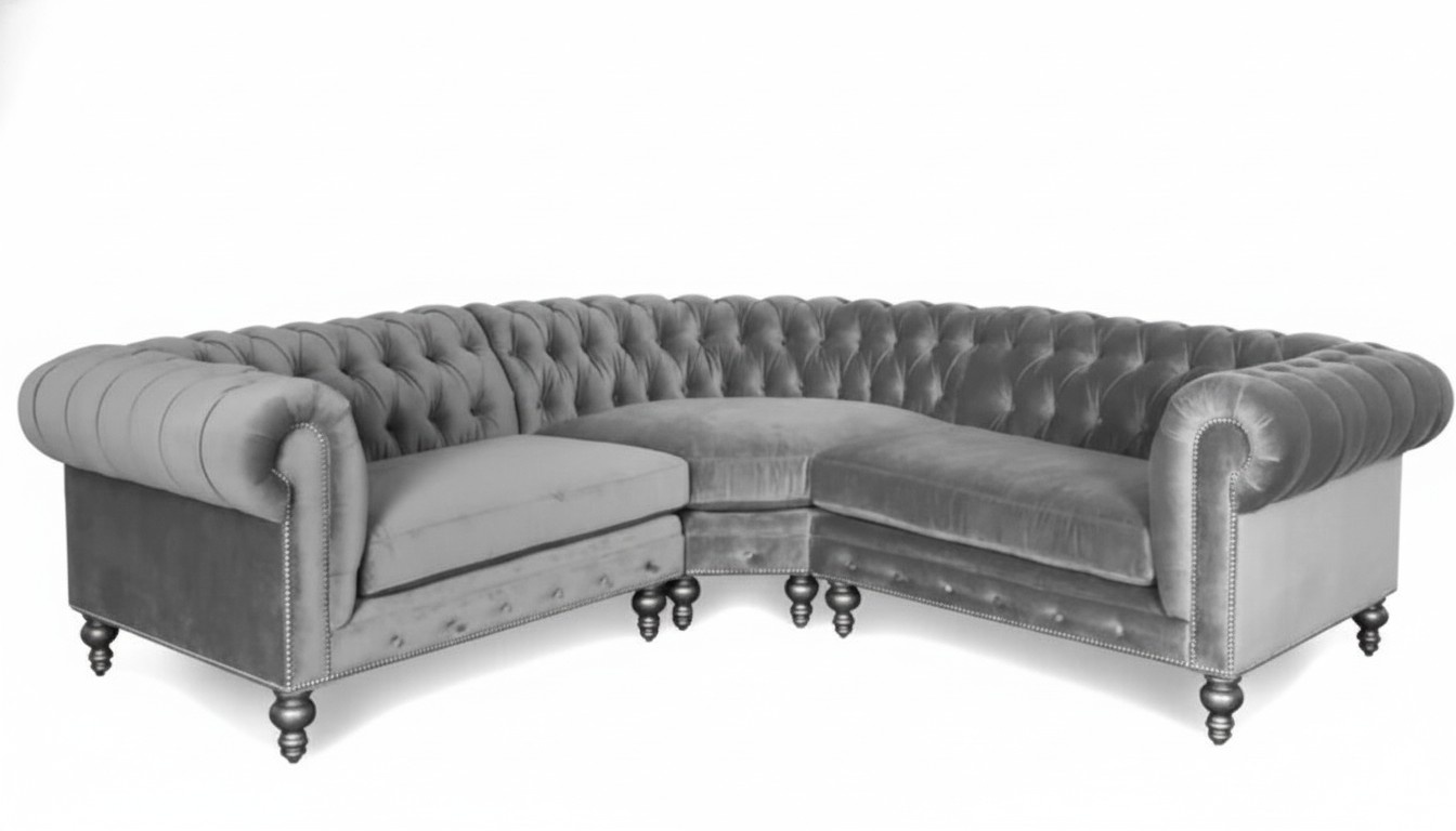 Ecksofa Sofa Couch Wohnlandschaft Eckgarnitur Sofas Couchen Chesterfield Silber
