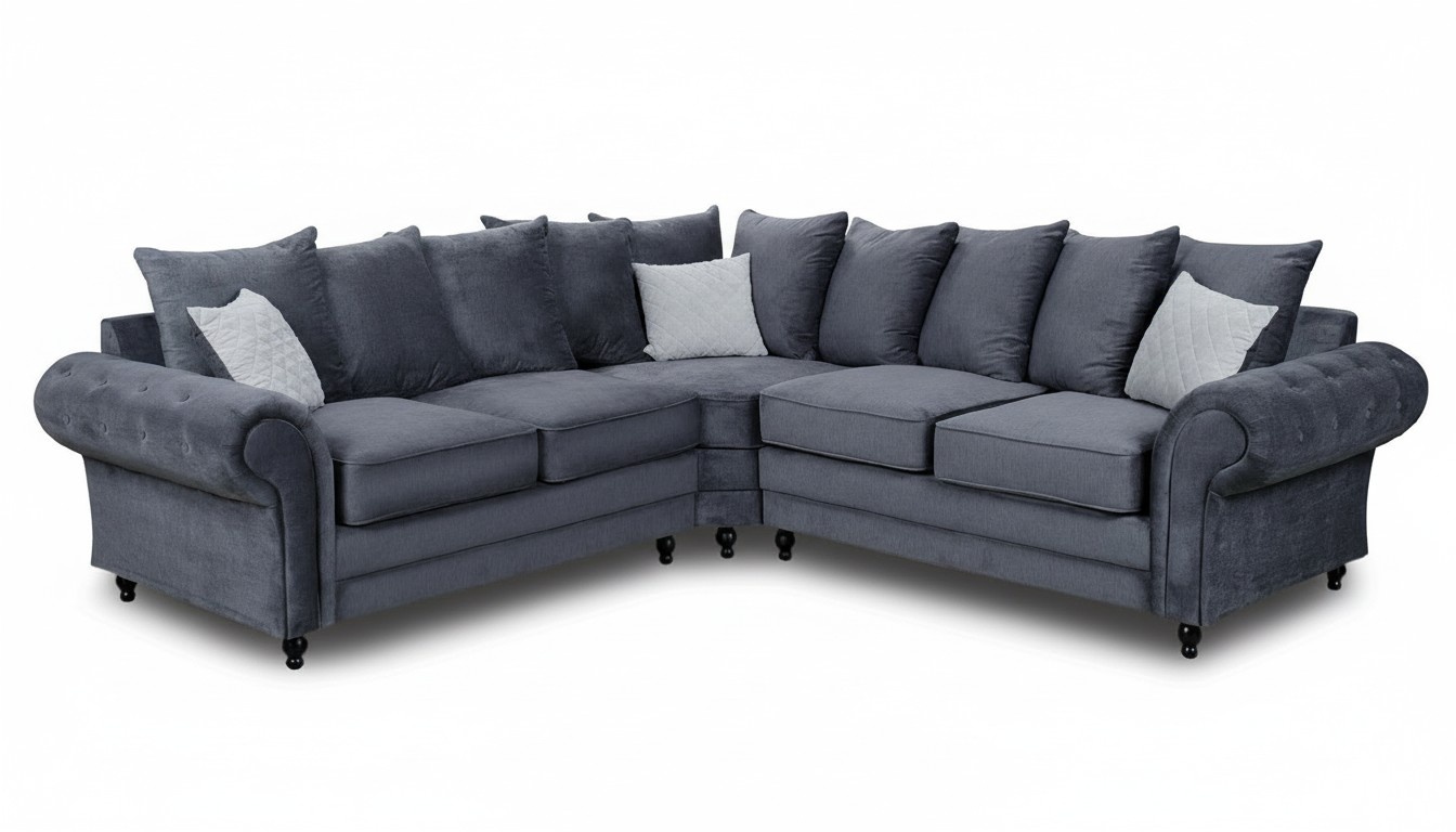 Ecksofa Sofa Stil Grau Sofa Polster Stoff Textil Möbel L-Form Couchen