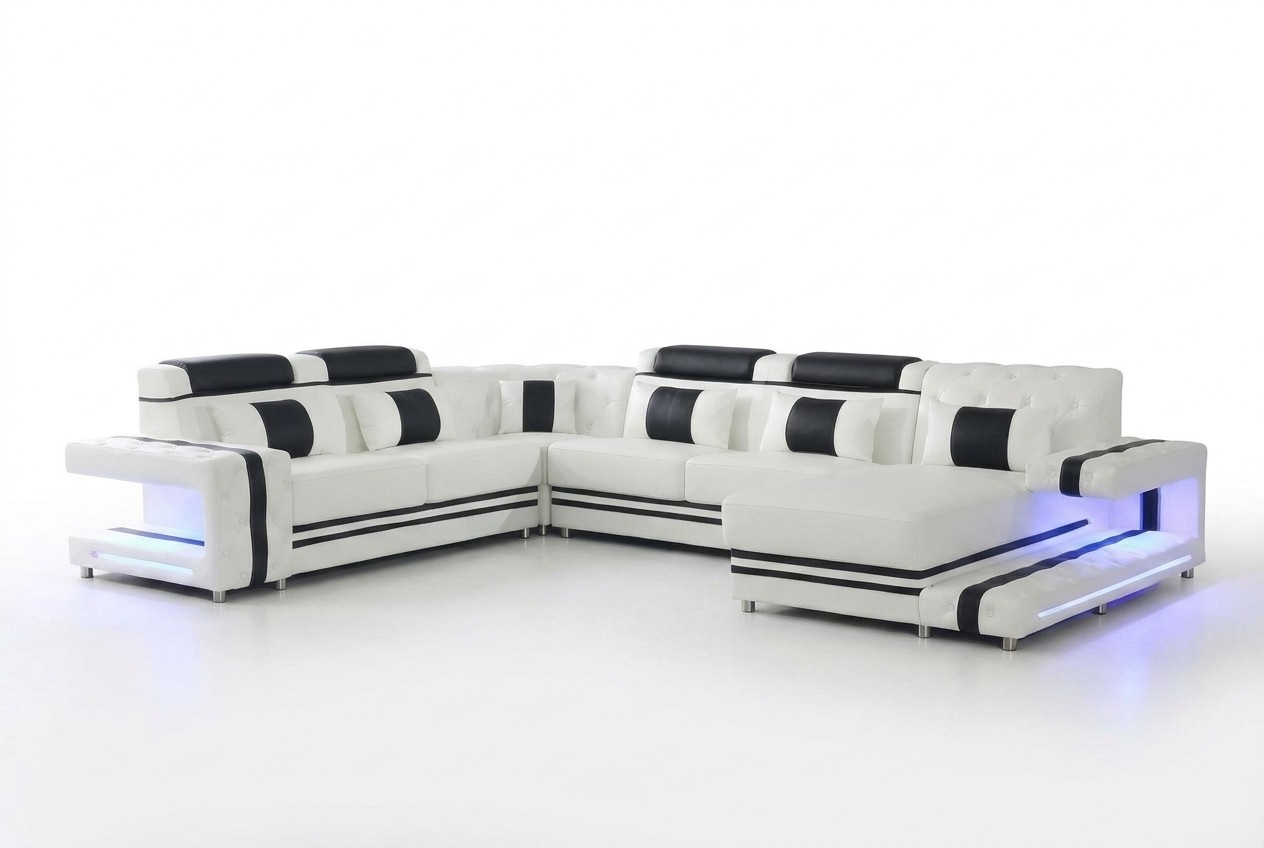 Ecksofa Sofa U Form Couch Polster Designer Leder Big Ledersofa Wohnlandschaft
