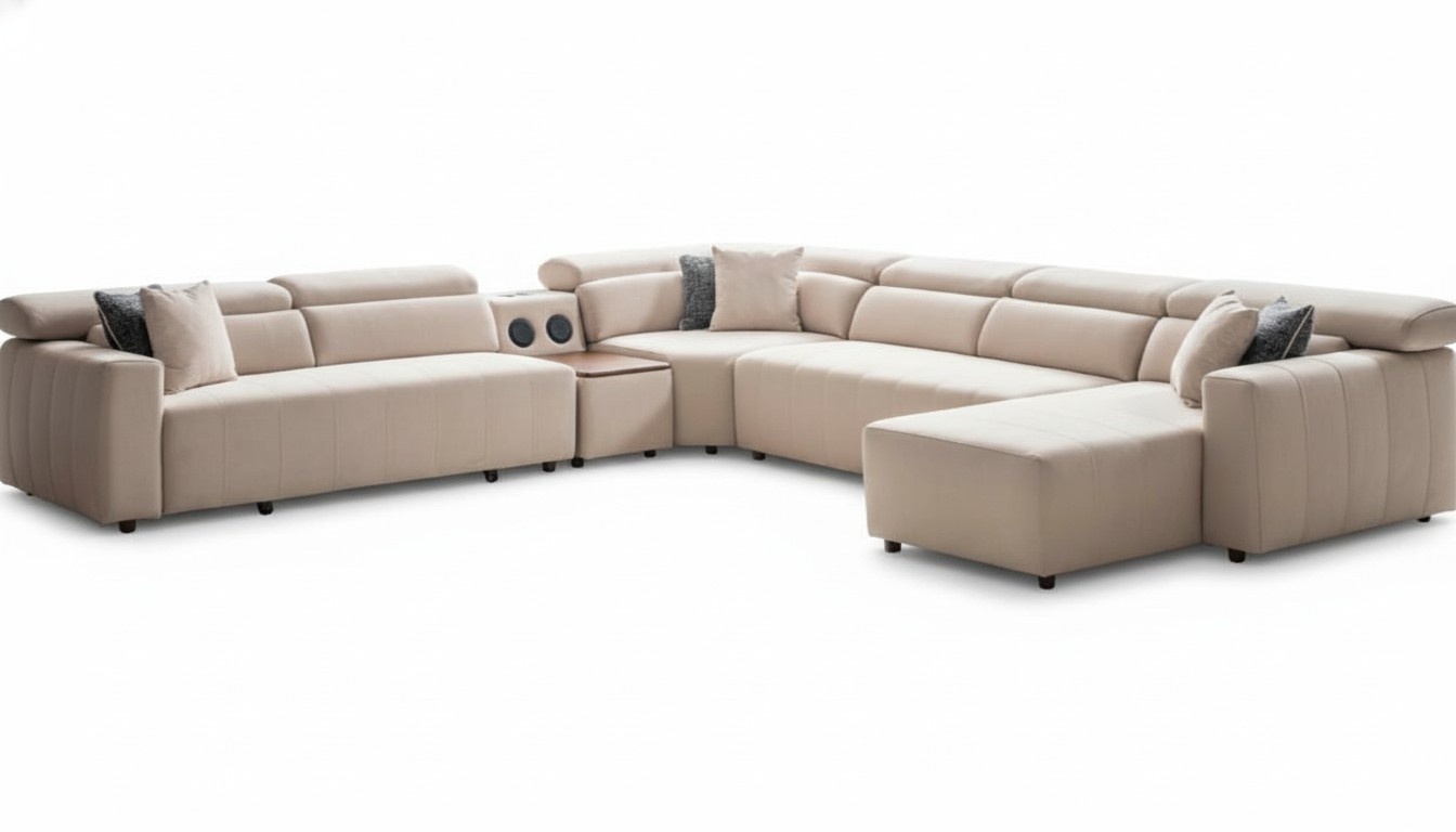 Ecksofa Stoff U-Form Bettfunktion Couch Design Polster Textil Eck Modern