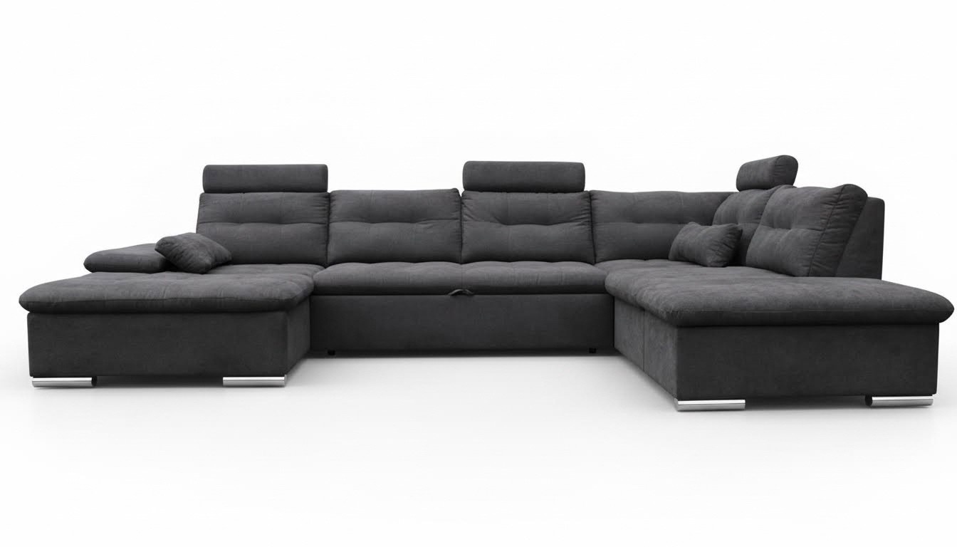 Ecksofa U Form Sofa Wohnlandschaft Garnitur Stoff Sofas Bettunktion Schlaf