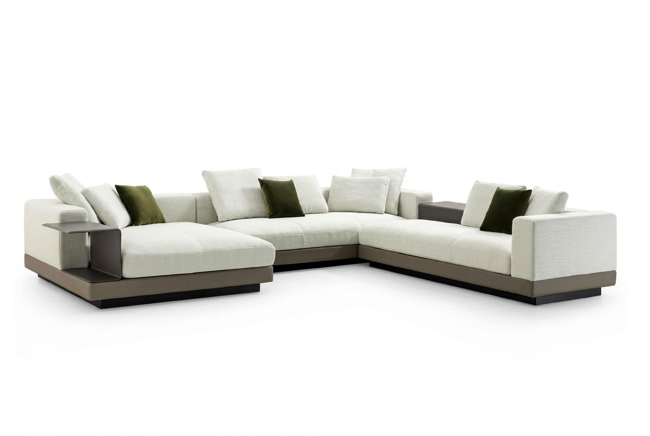 Ecksofa weiß U-Form Luxus Stil Modern Wohnzimmer Sofa Wohnlandschaft