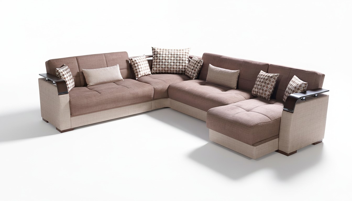 Ecksofa Wohnlandschaft Braun L-Form Sofa Wohnzimmer Ecksofas Luxus Eckgarnitur