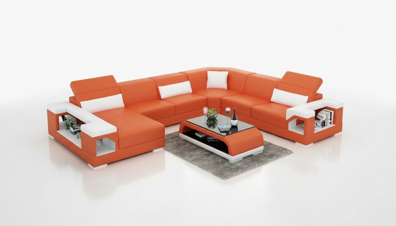 Ecksofa Wohnlandschaft Eckcouch Eckgarnitur Polster Sofa UForm Ledersofa Couch