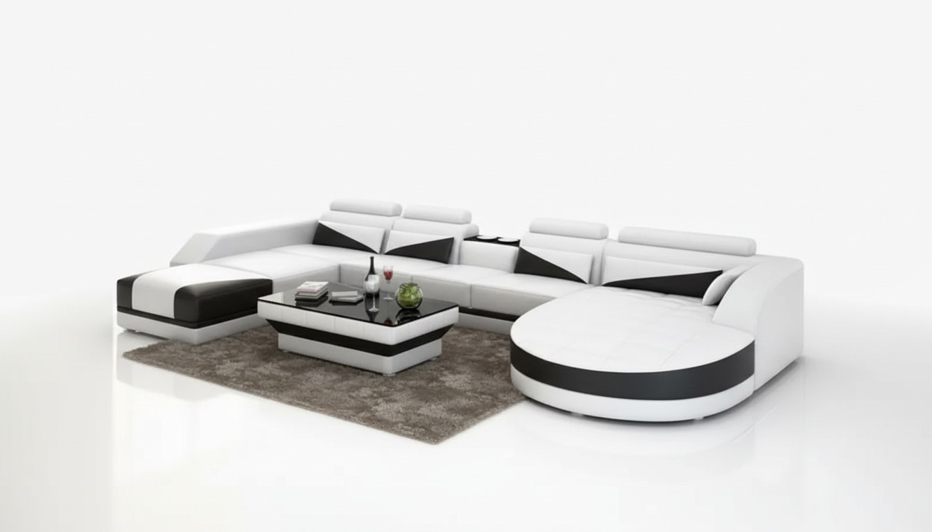 Ecksofa Wohnlandschaft Eckcouch Polster Eckgarnitur Sofa UForm Ledersofa Couch