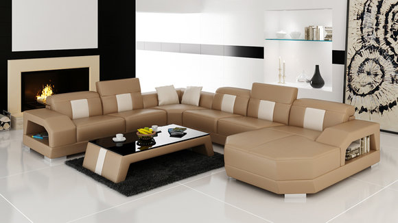 Ledersofa Couch Wohnlandschaft Ecksofa Eck Garnitur Design Modern Sofa