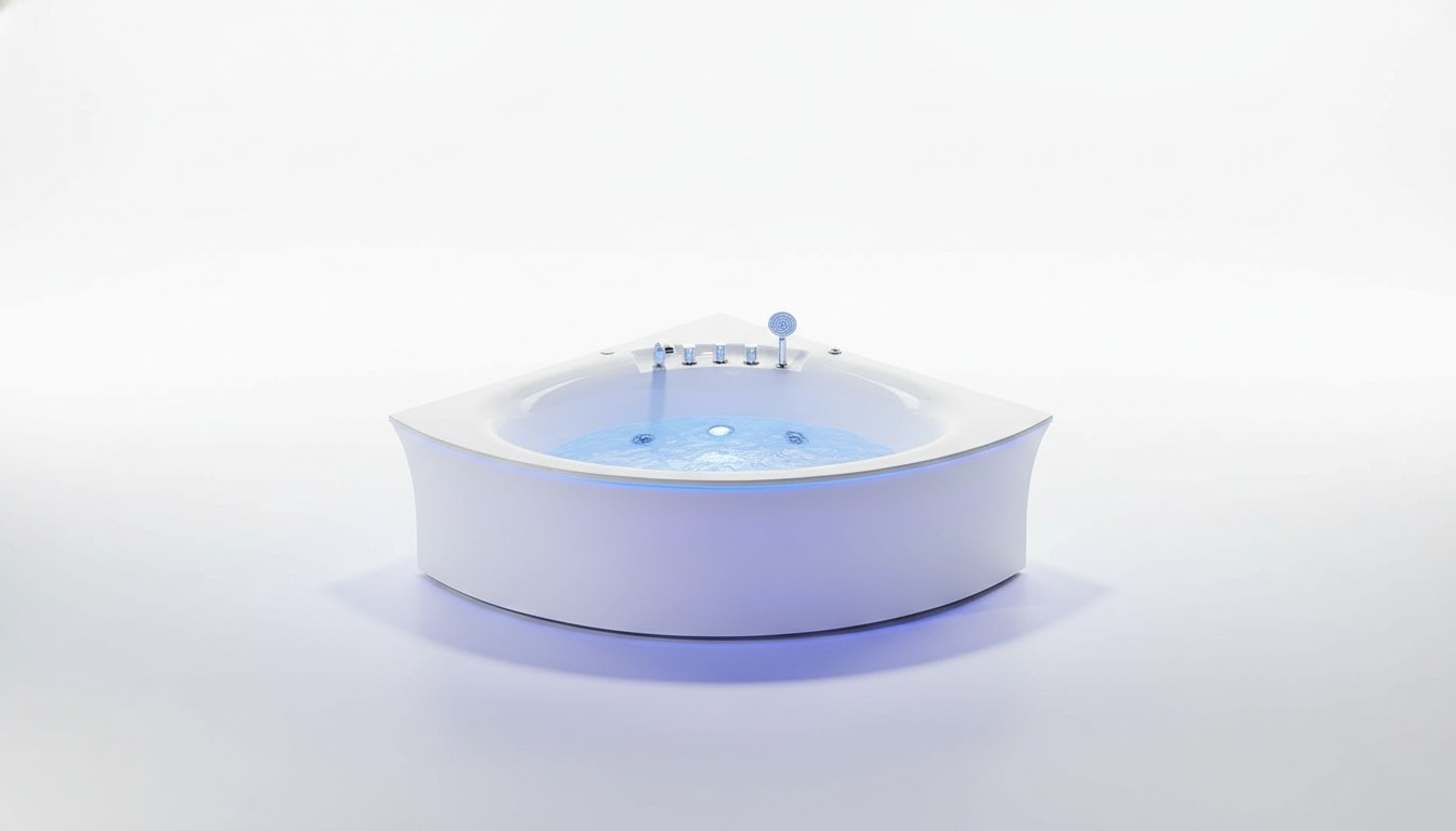 Eckwanne Badewanne Eckbadewanne Whirlpool Ergonomisch Wasserfall LED