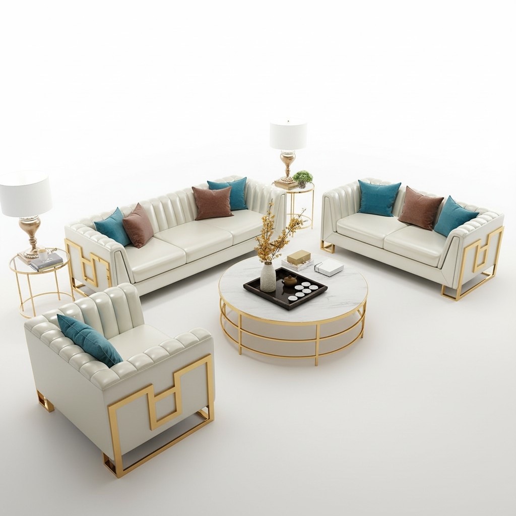 Edel Stahl Couch Polster Leder Sofa 311 Sitzer Couchen Garnitur Set