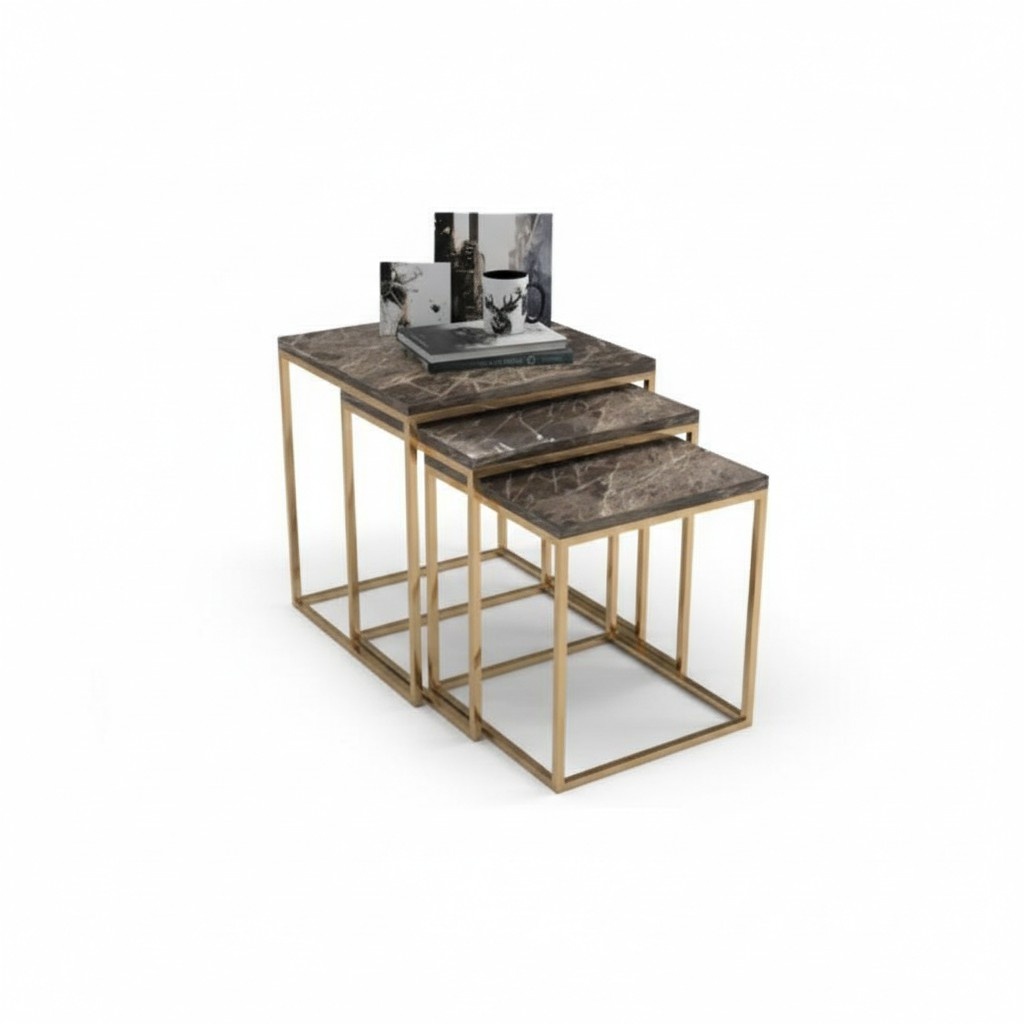 Edelstahl Beistelltisch Set Designer Couchtische Wohnzimmer Einrichtung