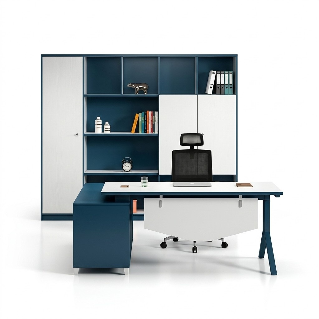 Edle Arbeitszimmer Garnitur Designer Büroschrank Moderner Arbeitstisch