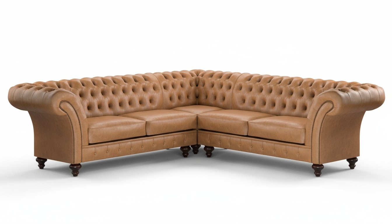 Edle Chesterfield Couch Braune Sofa Eck Couch Garnitur Leder Sofas