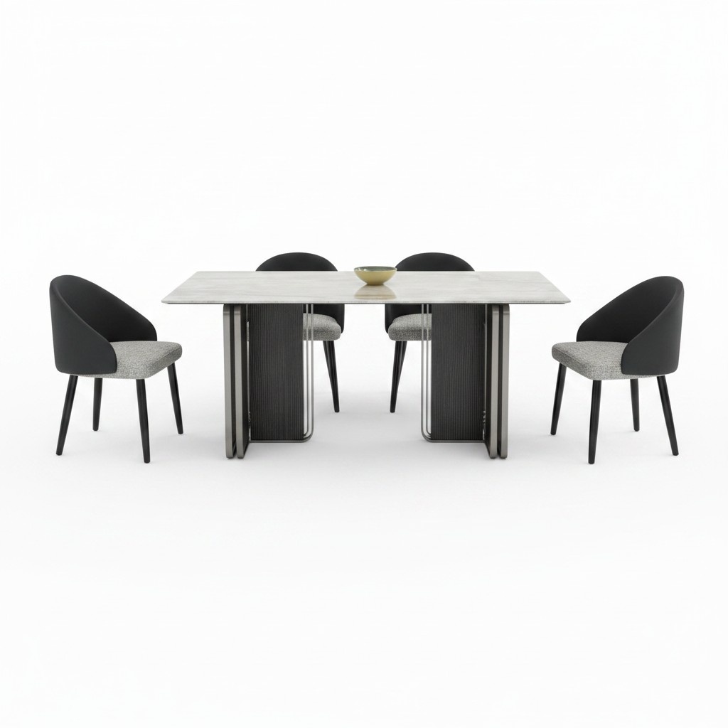 Edle Esszimmer Möbel Designer Esszimmer Tisch 6x Kunstleder Stühle 7tlg