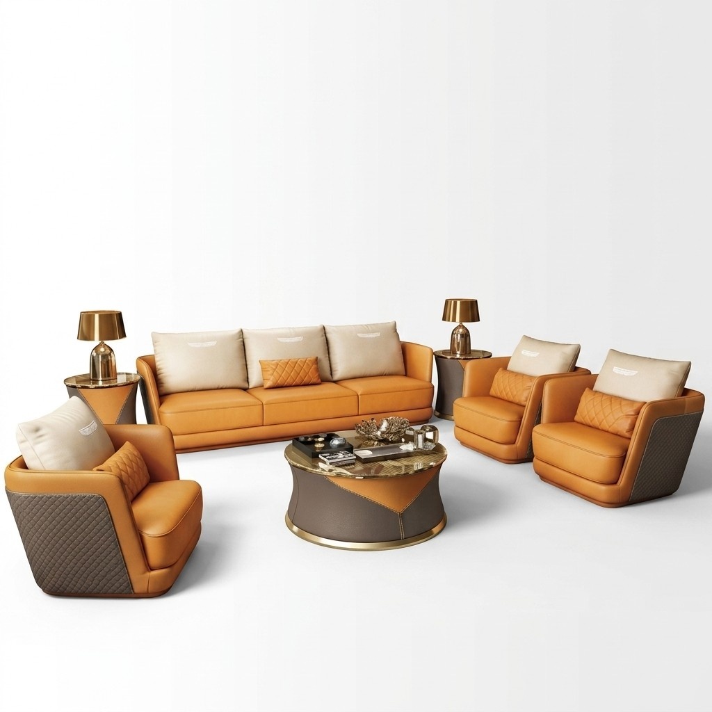 Edle Luxus Klasse Wohn Zimmer Set Garnitur Sofa Couch Polster 7tlg. Set
