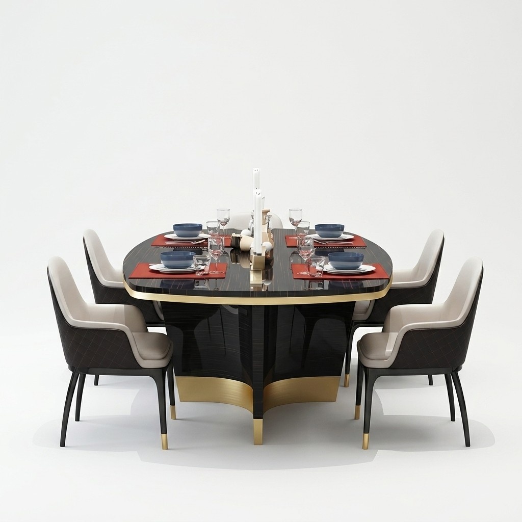 Edler Luxus Design Tisch Ess Zimmer Wohn Tische Holz Möbel Metall Modern