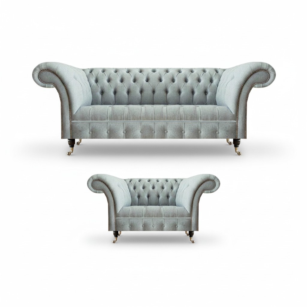 Edles Chesterfield Set Wohnzimmer Couchen Designer Sofagarnitur 2tlg