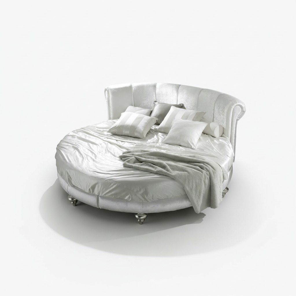 Edles Designer Schlafzimmer Rundbett Betten Rund Rundes Hotel Leder Bett