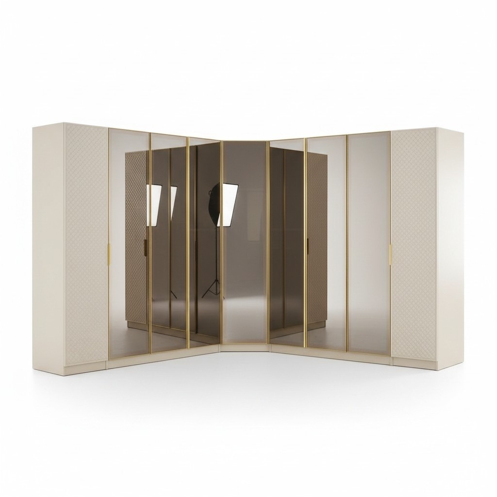 Elegant Eckschrank Schlafzimmer Holz Möbel luxuriös Schrank Beige