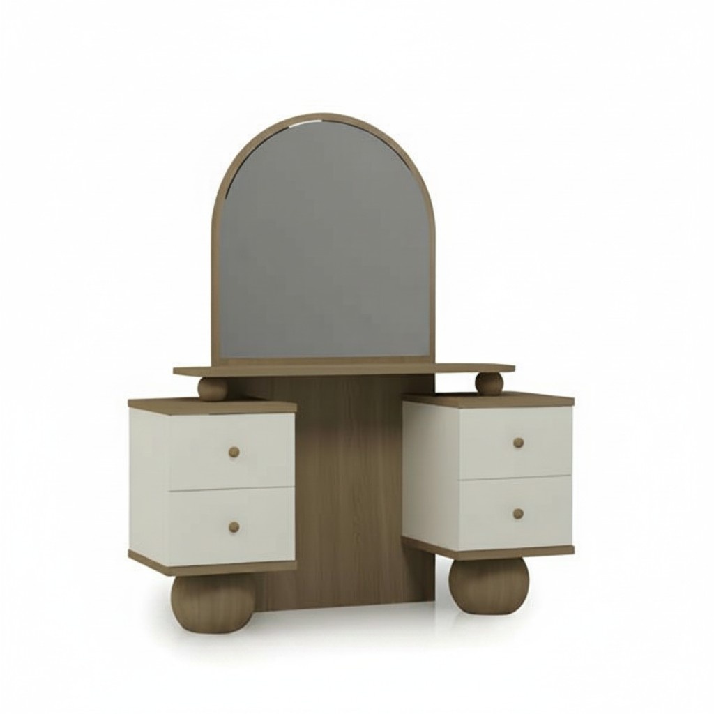 Elegant Hellbraun Schminktisch mit Spiegel Funktional Möbel für Schlafzimmer