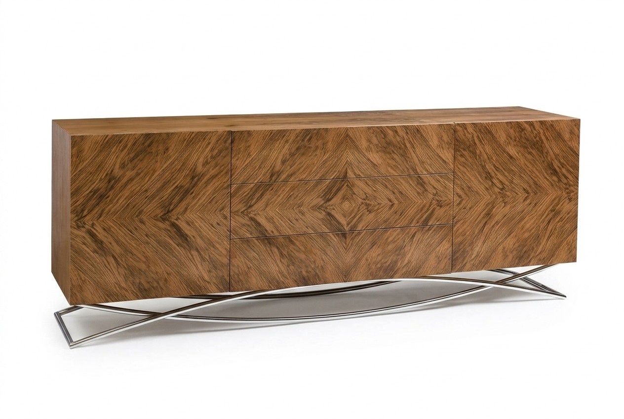 Elegante braune Konsolentisch aus Holz und Metall