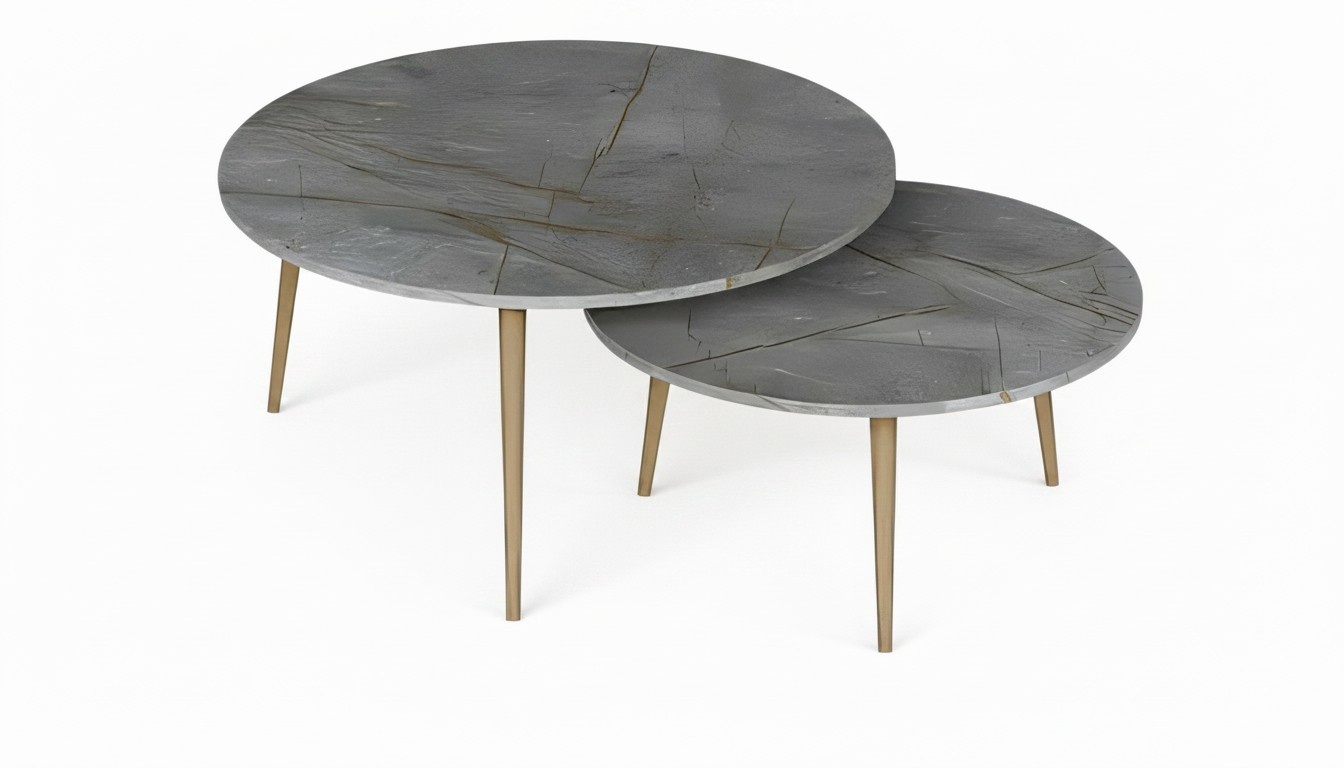 Elegante graue Holz-Beistelltische im modernen Stil