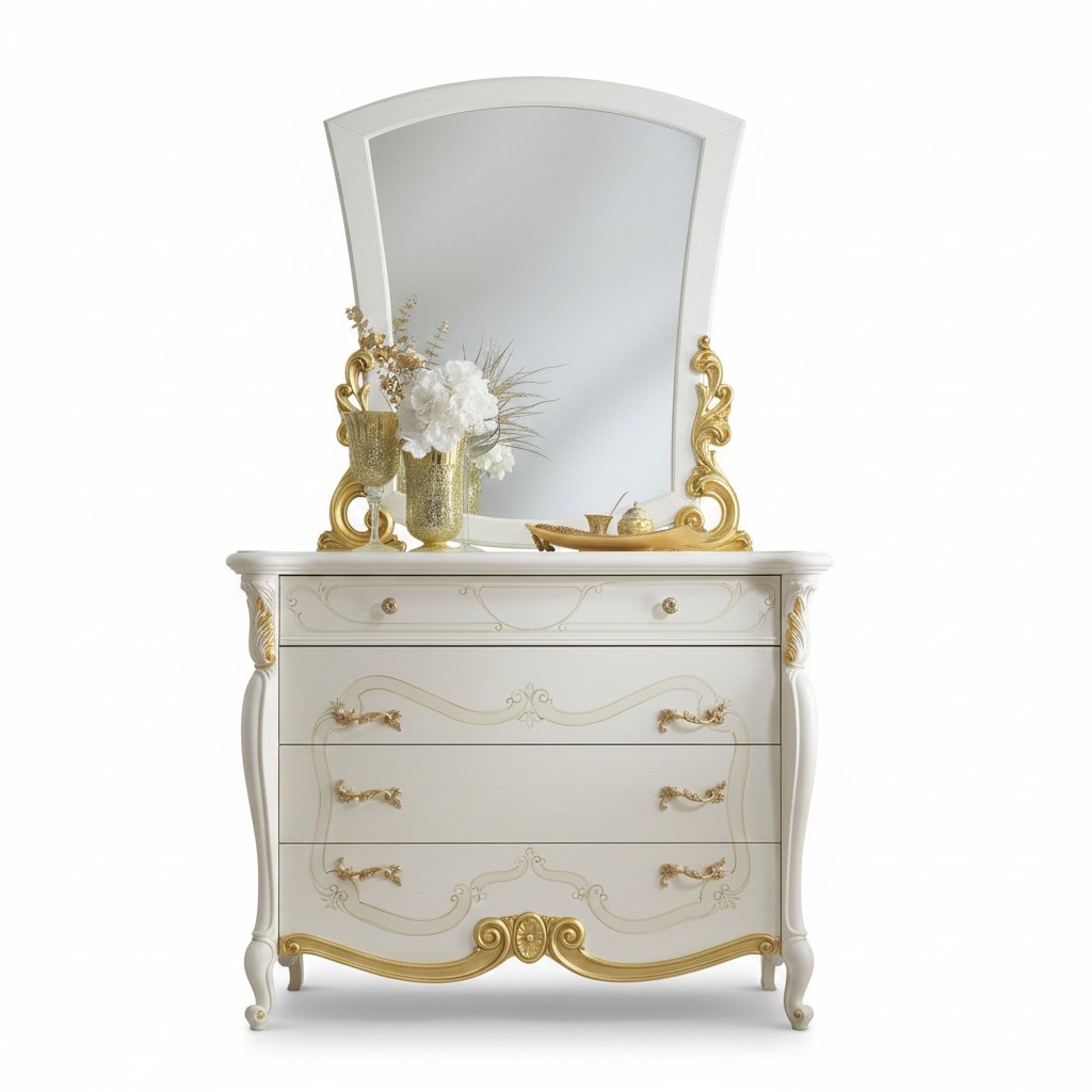 Elegante Stil Möbel Schlafzimmer Kommode Schrank Klassische Anrichte mit Spiegel