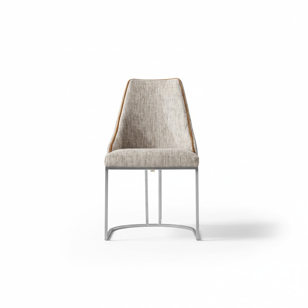 Eleganter Beigefarbener Holzstuhl im modernen Design