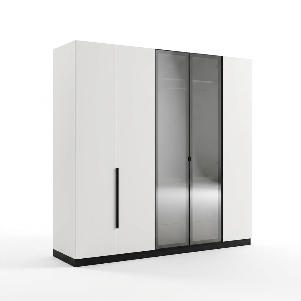 Eleganter Beigefarbener Kleiderschrank aus Holz mit stilvollem Design
